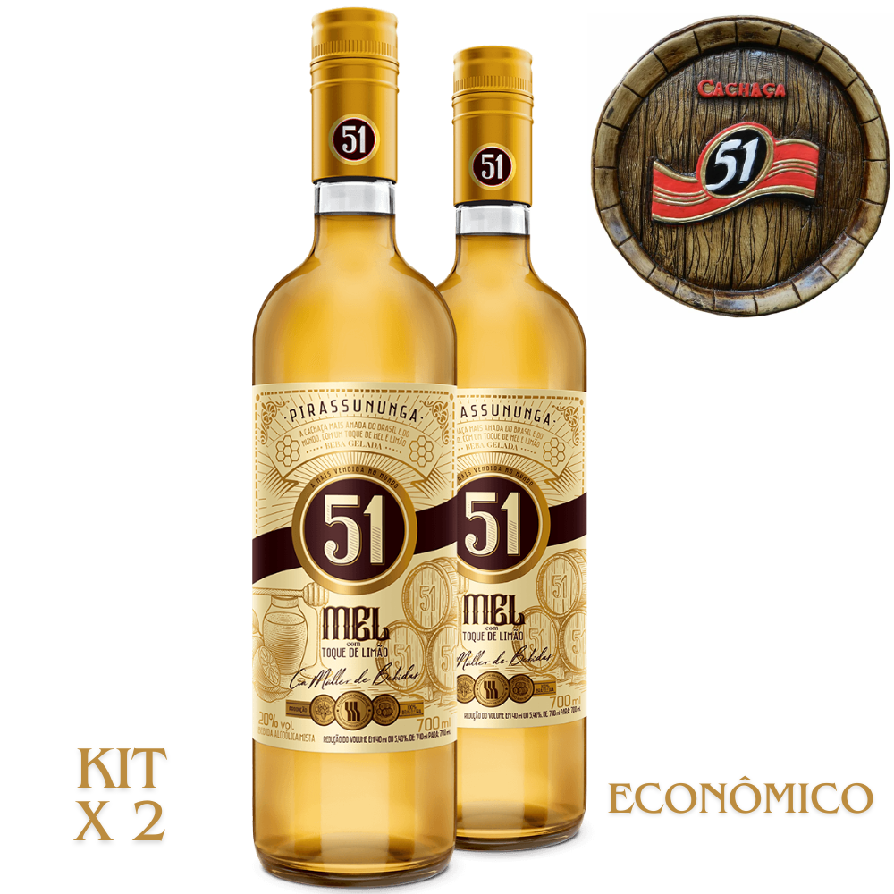Kit x2 Garrafas 750 ml Cachaça 51 com mel e limão boa ideia com frete grátis para todo o Brasil