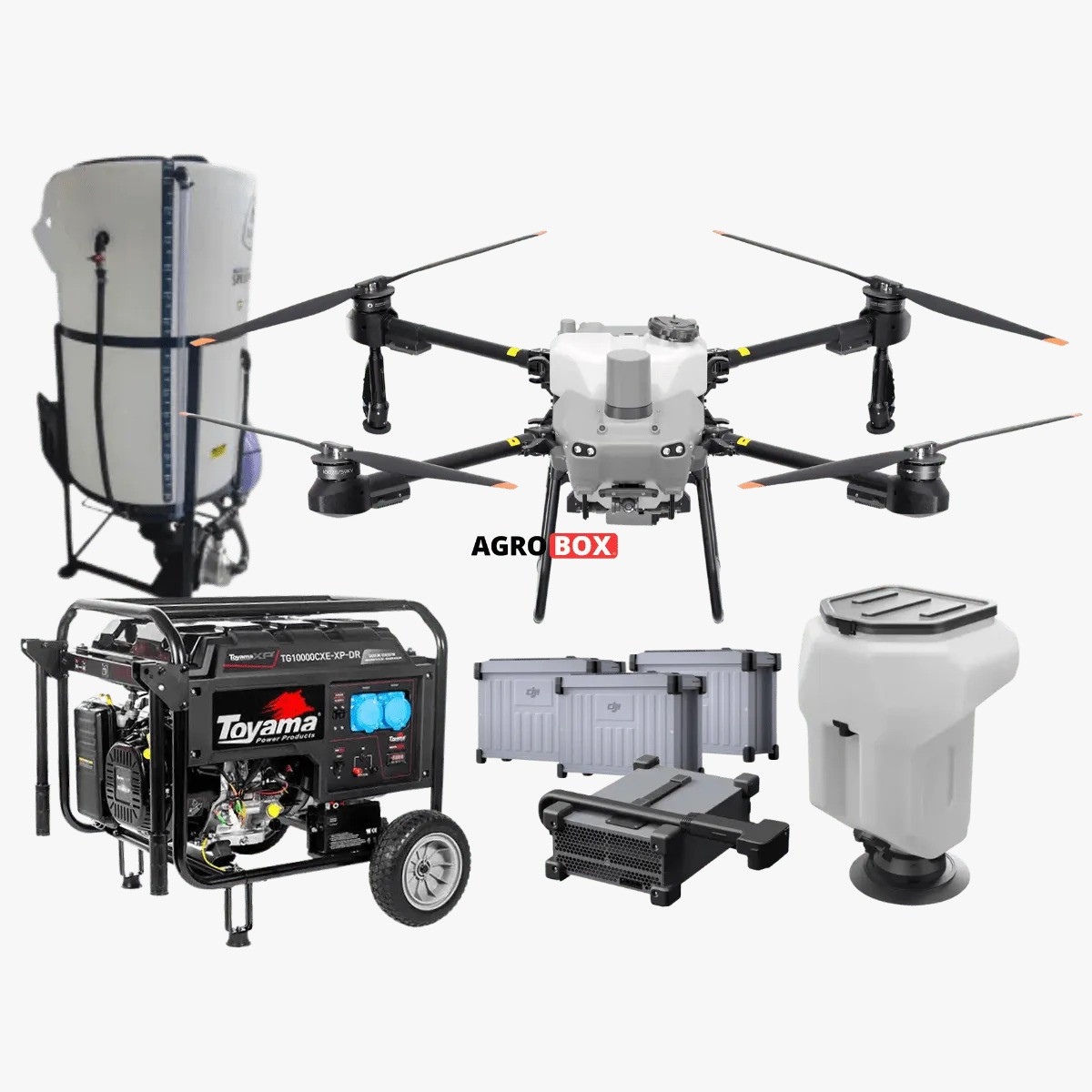Kit Drone T25 + Baterias + Gerador Toyama + Carregador + Dispersor de Sólidos + Misturador 170LT