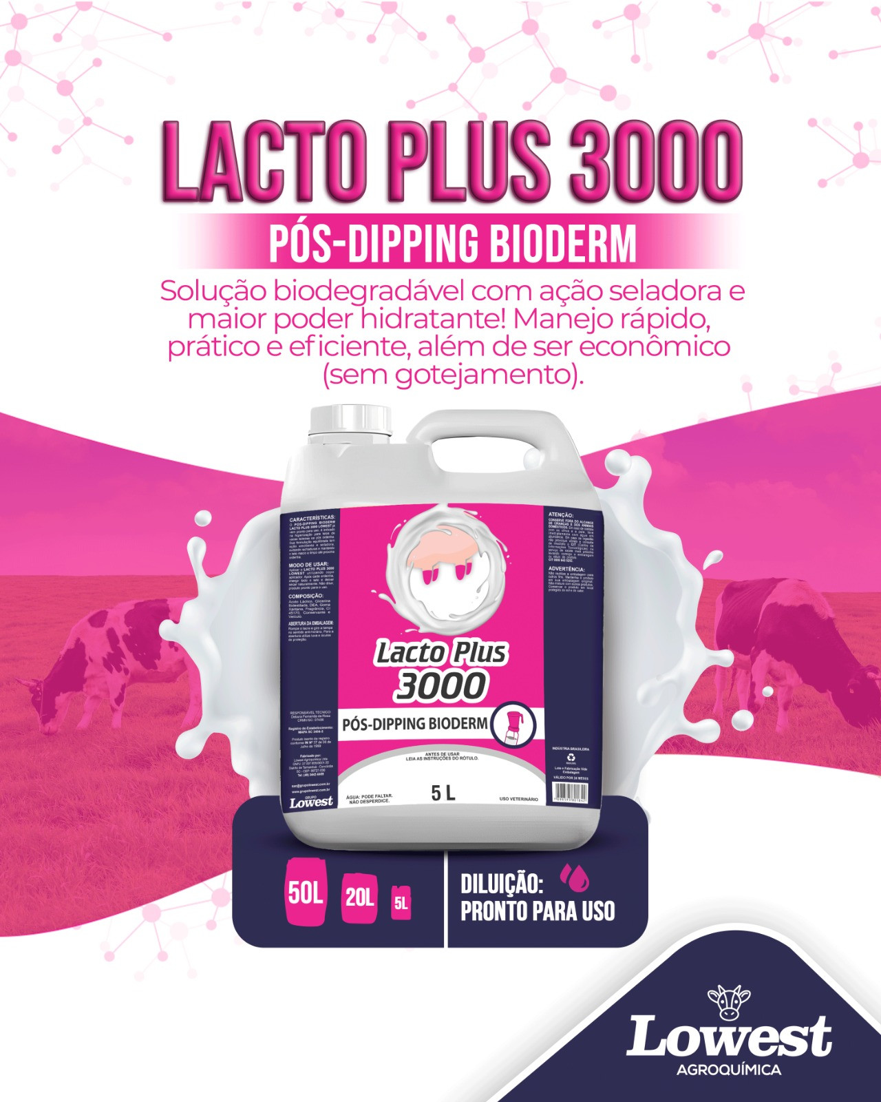 Lacto Plus 3000 50L – Pós-Dipping Bioderm Pronto para Uso
