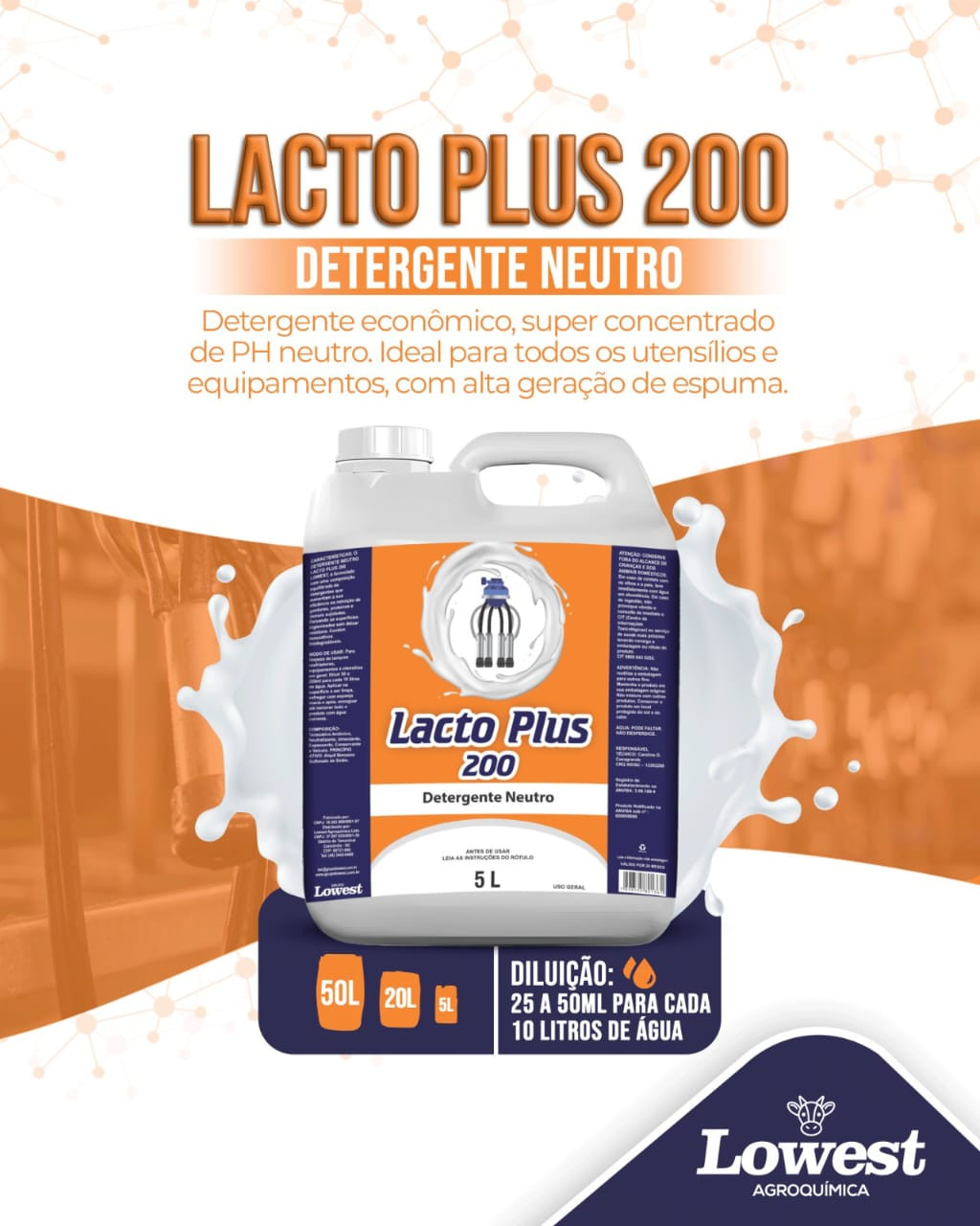 Lacto Plus 200 Detergente Neutro - 50L