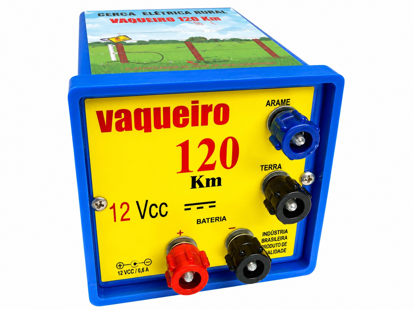 Eletrificador Rural 120 km – 4,0 Joules – 12V (Bateria) com opção de ligação na Rede Elétrica ou Sistema Solar