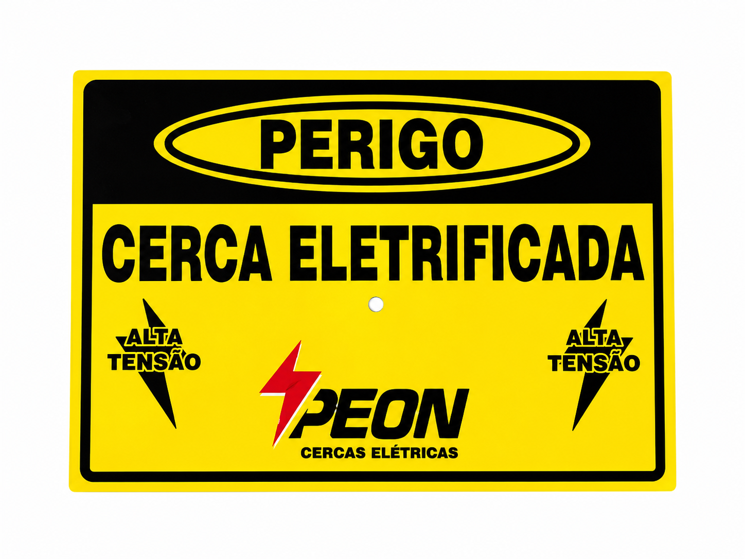 Placa de Advertência para Cerca Elétrica Rural – Alumínio 10 x 15 cm