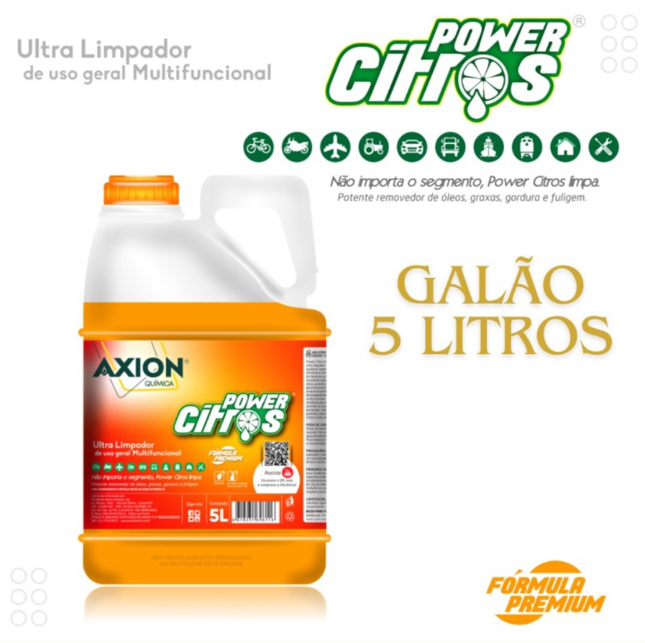 Power Citros | Ultra Limpador Multifuncional de Uso Geral - Galão 5L