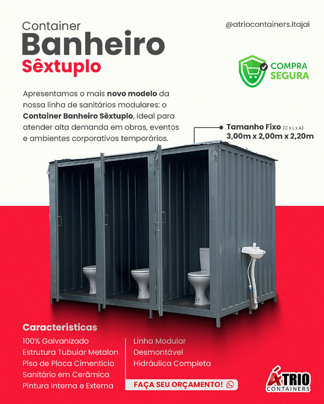 Container banheiro sextuplo obra 
