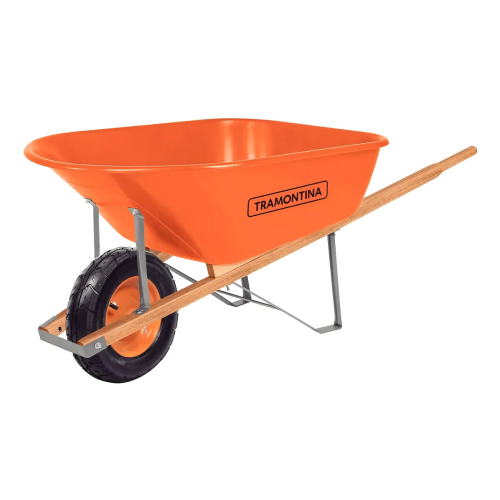 Carrinho De Mão Caçamba 110l Cabo De Madeira Tramontina Laranja