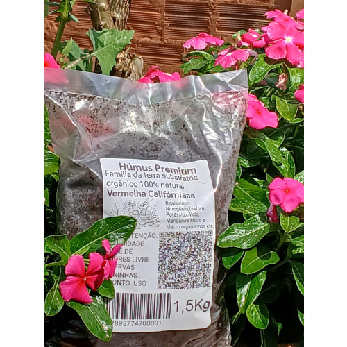 Húmus Premium de minhoca vermelha Califórniana - 1,5Kg