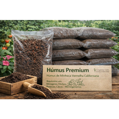 Húmus Orgânico Premium de Minhoca Califórnia Vermelha