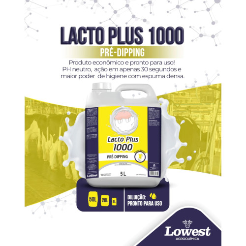 Lacto Plus 1000 Pré-Dipping 50L – Higiene de Ordenha Pronto para Uso