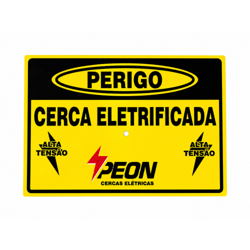 Placa de Advertência para Cerca Elétrica Rural – Alumínio 10 x 15 cm