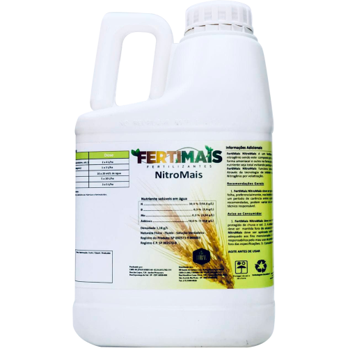 NITROMAIS FERTIMAIS - Fertilizante Líquido mineral Foliar = Nitrogênio + Boro + Molibdênio  Alta Eficiência Nitrogenada: Absorção Máxima e Menos Perdas 5L