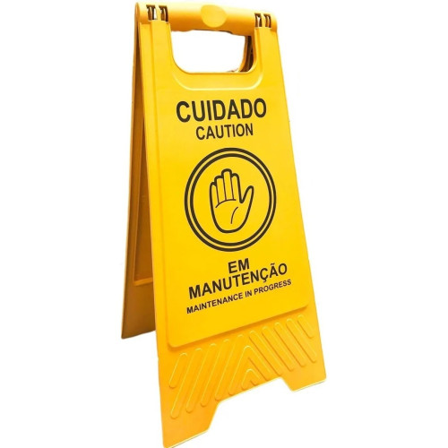 Placa Sinalizadora ESC Cavalete Em Manutenção Plástico Amarelo 58cm
