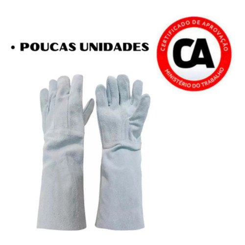 Luva De Raspa Cano Longo Para Soldador Segurança Com Ca