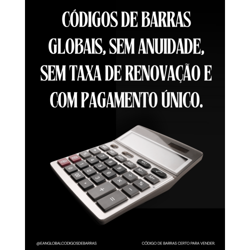 Código de barras para produtos sem anuidade ou taxa de renovação