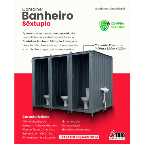 Container banheiro sextuplo obra