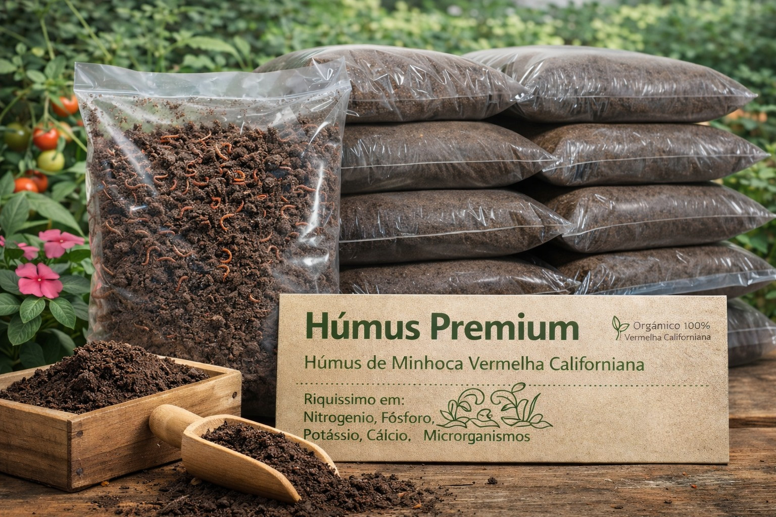 Húmus Orgânico Premium de Minhoca Califórnia Vermelha