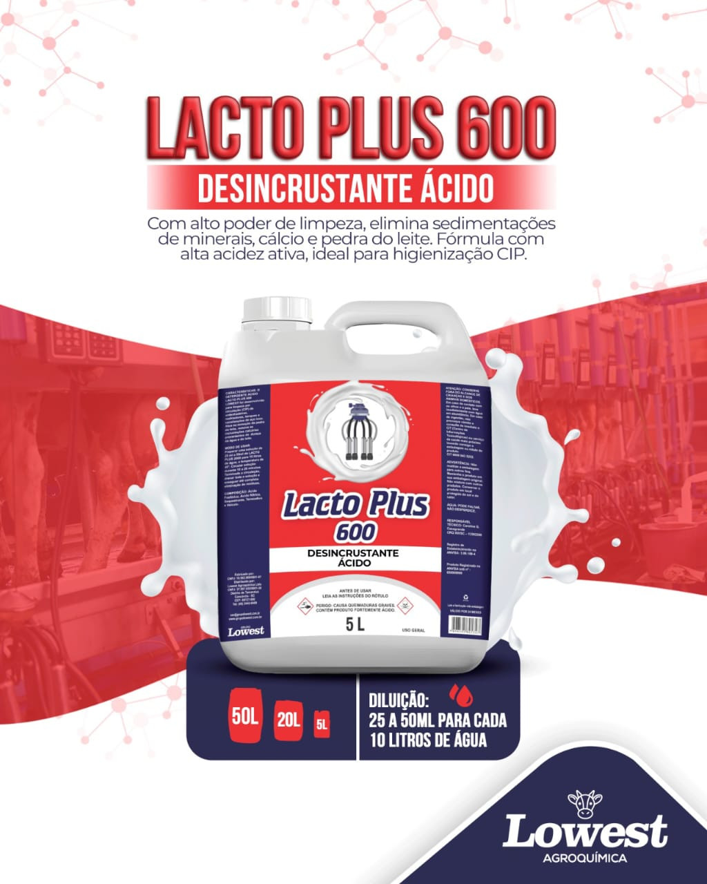 Lacto Plus 600 5L – Desincrustante Ácido para Higienização CIP