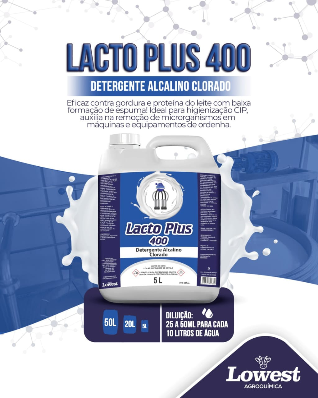 Lacto Plus 400 5L – Detergente Alcalino Clorado para Higienização CIP