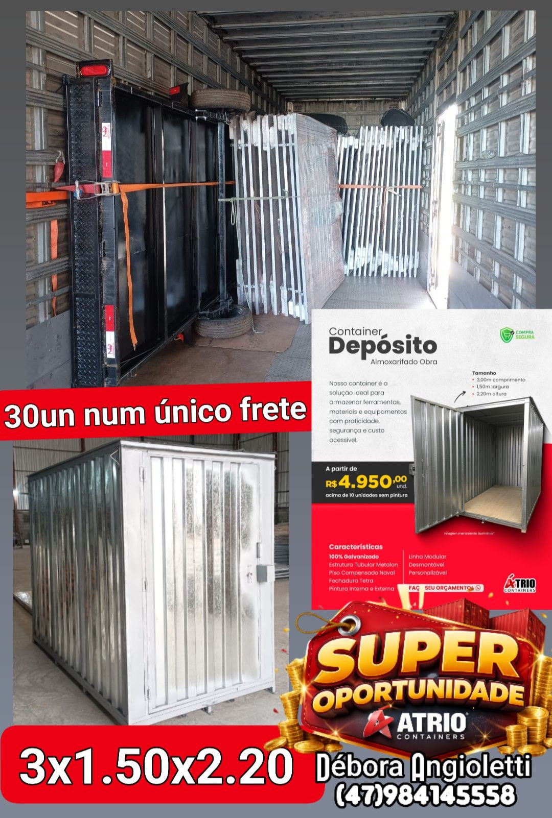 container almoxarifado desmontável 3m