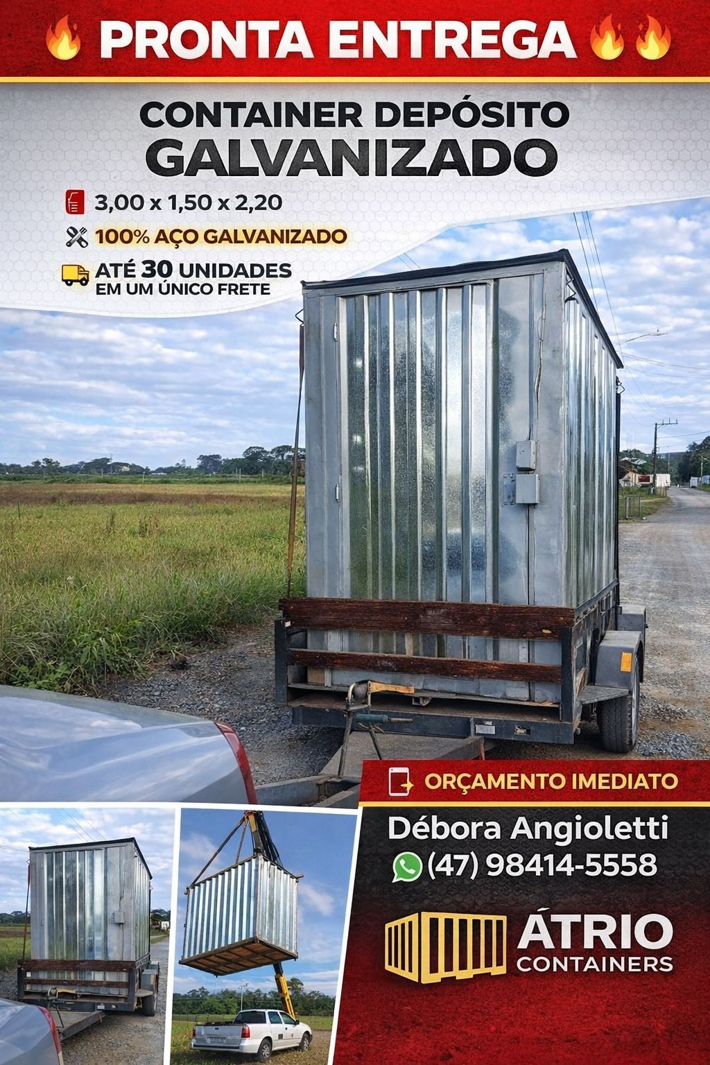 container almoxarifado desmontável 3m