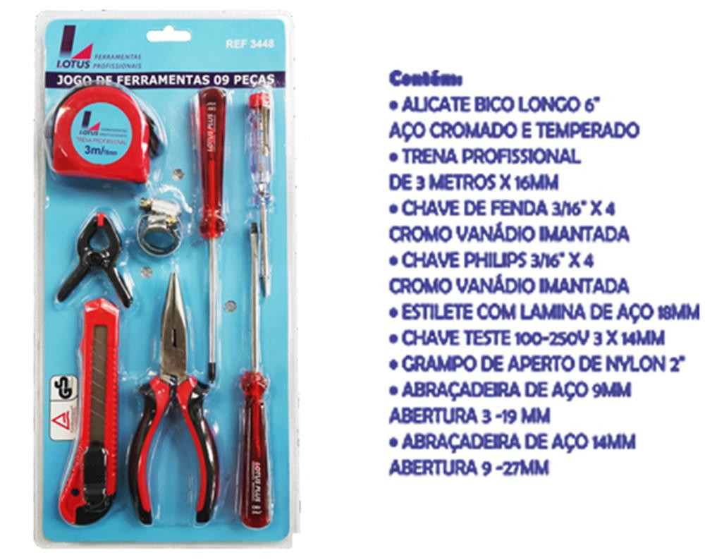 KIT DE FERRAMENTAS 9 PEÇAS KIT FERRAMENTAS 9