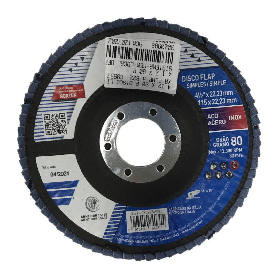 DISCO LIXA FLAP R 822   69957320326 4 12 X 80 P 4 1/2 X 80 P
