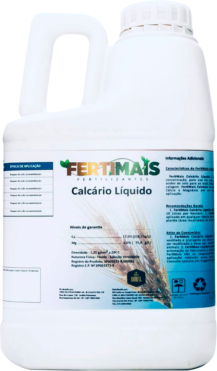 CALCÁRIO LÍQUIDO FERTIMAIS - Fertilizante Solo com Cálcio + Magnésio  5L
