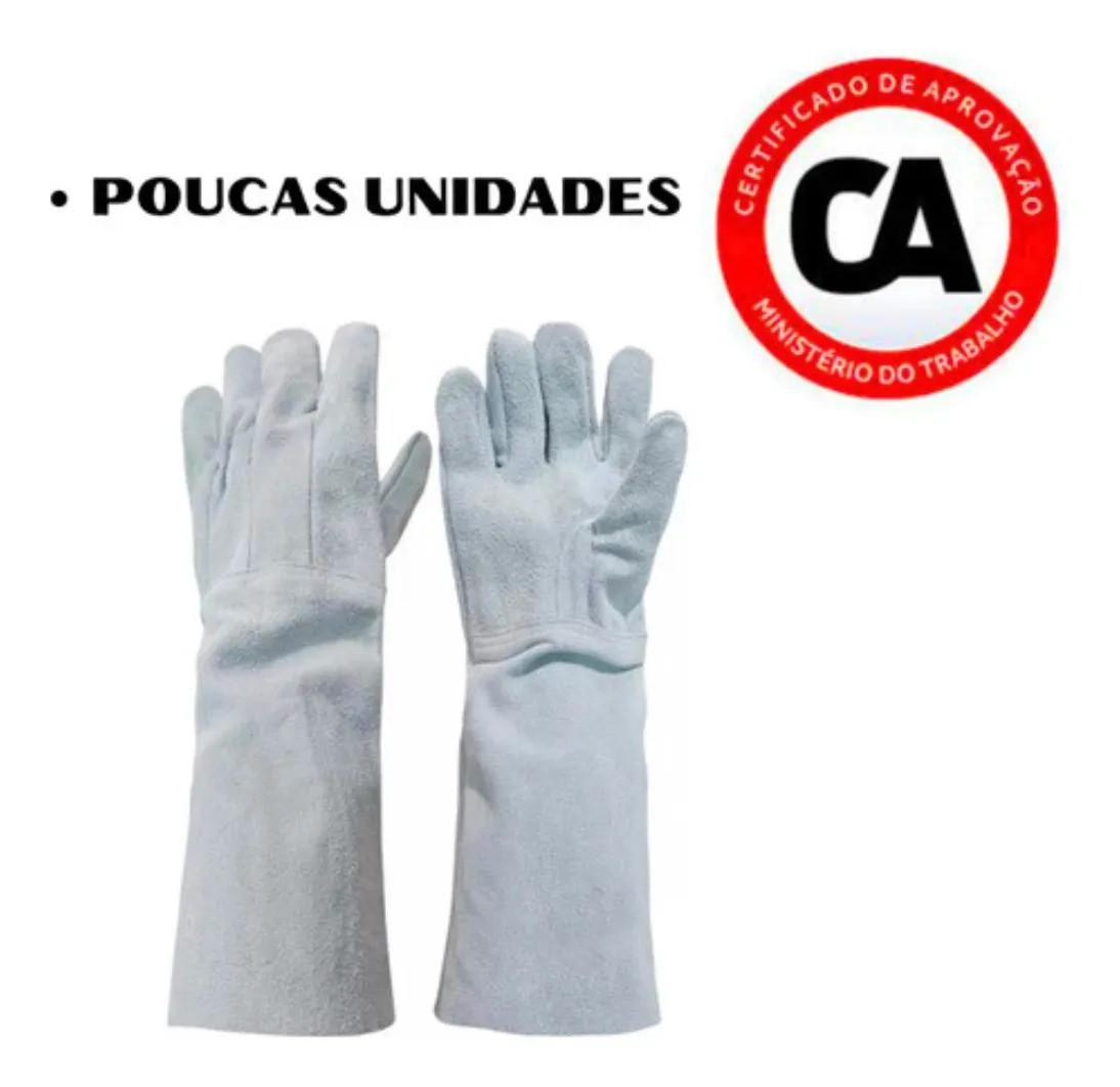 Luva De Raspa Cano Longo Para Soldador Segurança Com Ca